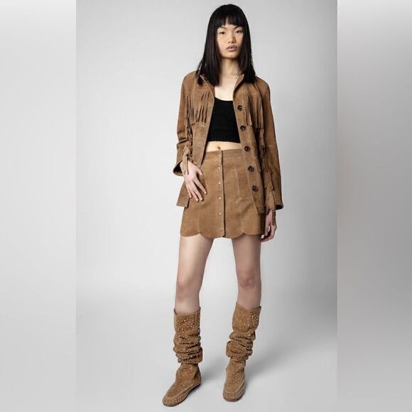 Zadig &Voltaire Jasia brown Suede mini skirt. 40. NWT - Picture 2 of 10